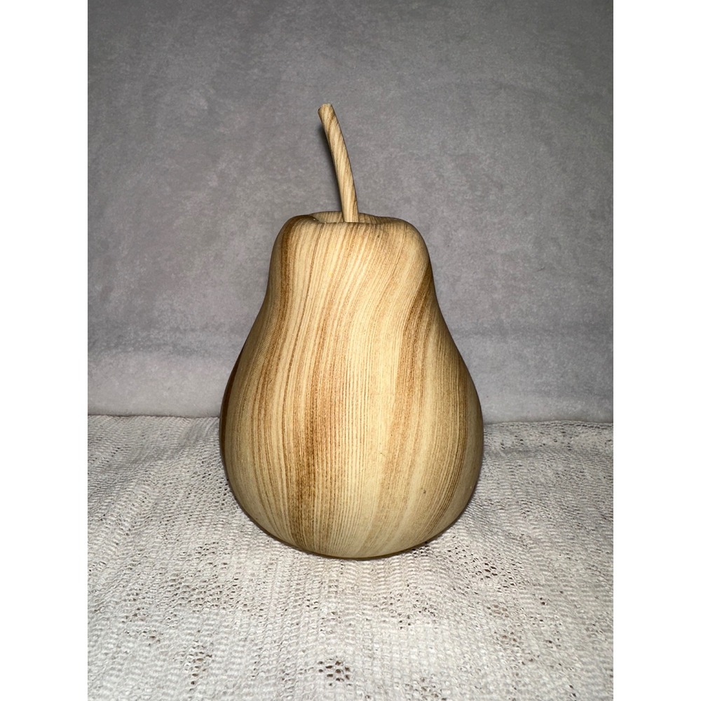 Wooden Pear Decorative Accentā Natural Wood Grain Farmhouse Kitchen Decor